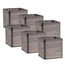 CBT Floral & Craft Wood Planter Box 4 Inch Square  Rustic Natural  Plastic Liner  Garden Centerpiece Display  Wedding Flowers Holder  Home and Venue D
