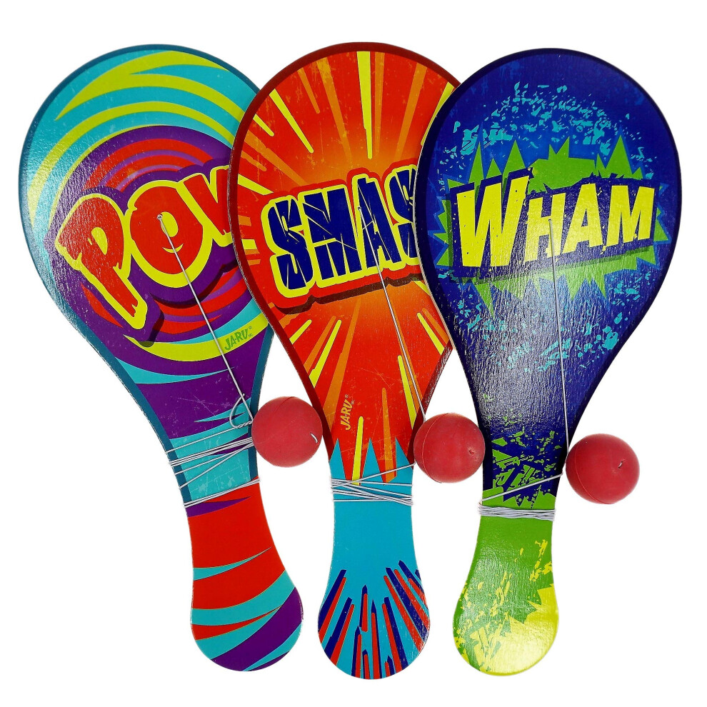 JA-RU Drewniana Pilka Wioslowa Ze Sznurkiem (Zestaw 3 Sztuk) Zestaw Zabawek Retro W Stylu Vintage | Dla Dzieci Zabawka Dla Chlopca I Dziewczynki | Ze-image