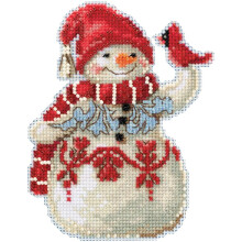 Boneco de neve com cardeal contado kit de ornamento de ponto cruz Mill Hill 2019 Jim Shore JS201914
