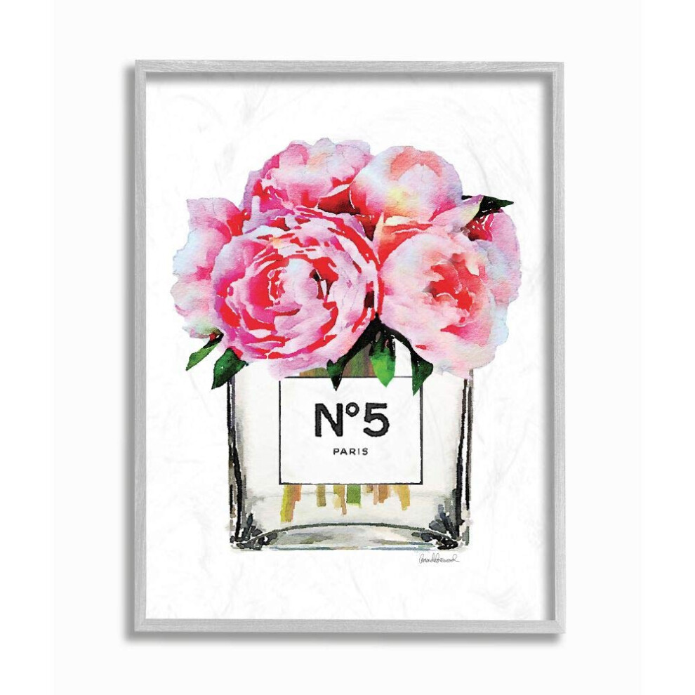 Vase Glam Paris de Stupell Industries avec pivoine rose, d   coration murale 11 x 14, con   u par l'artiste Amanda Greenwood