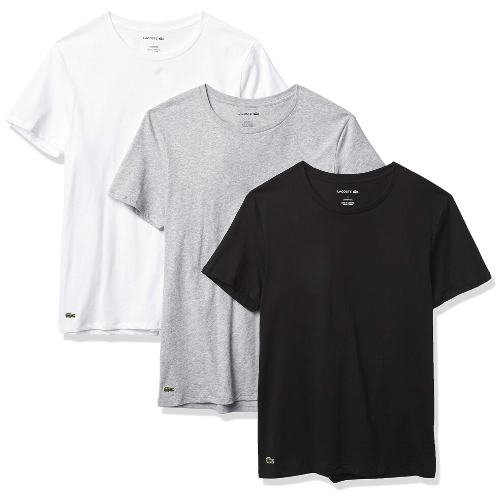 Lacoste Men's Essentials 3 Pack 100% Cotton Regular Fit Crew Neck T-Shirts  White/Silver Chineblack  XXX-Large