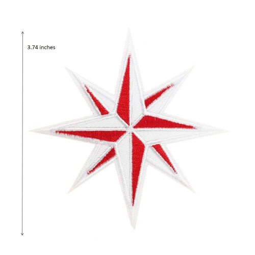 Cute-Patch Red and White Eight 8-Points Compass Broderede jern p? patches Rose Nautical Star 1