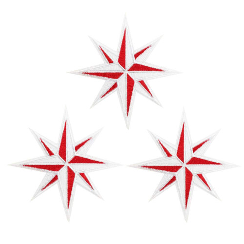 Cute-Patch Red and White Eight 8-Points Compass Broderede jern p? patches Rose Nautical Star