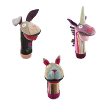 Cate & Levi - Hand Puppet - Premium Reclaimed Wool - Handmade in Canada - Puppets for Church (Set of 3 - Bunny Cat Unicorn)