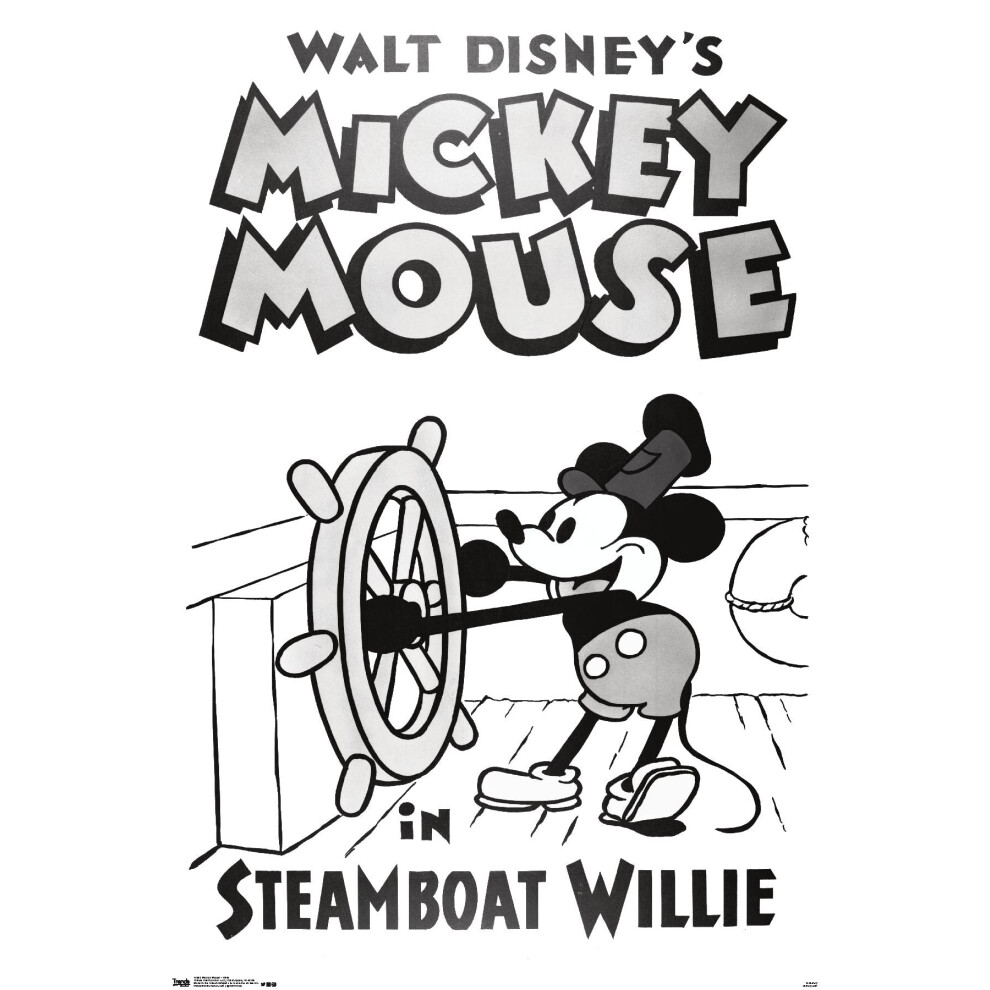 Affiche murale Disney Mickey Mouse - Steamboat Willie de Trends International, 37,7 x 57,1 cm, version premium sans cadre