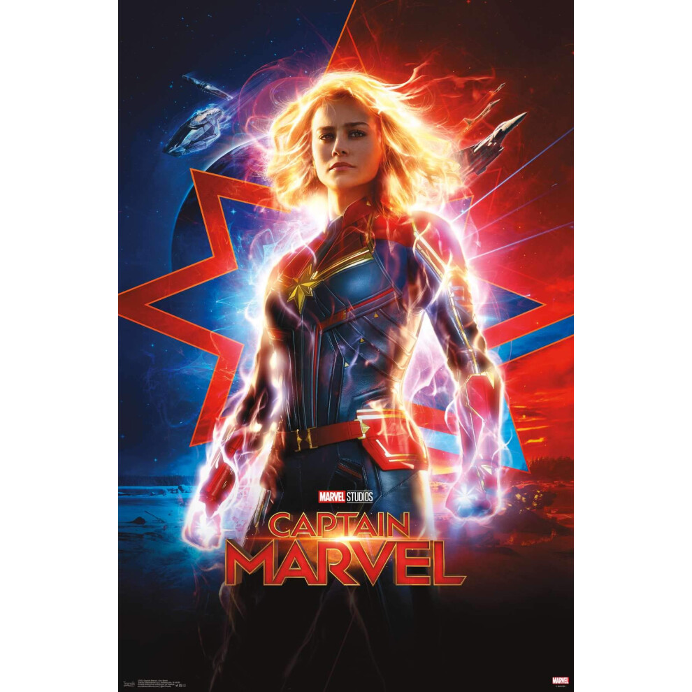 Trends International Marvel Cinematic Universe - Captain Marvel - Poster Op N Vel, 14,725"" X 22,375"" Premium Oningelijste Versie-image