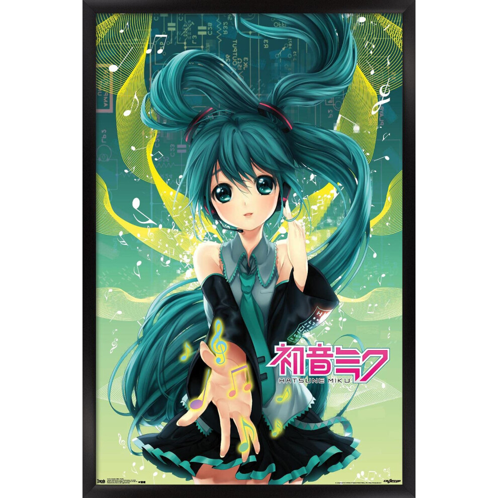 Trends International Hatsune Miku - Notities Wandposter 14,725"""" X 22,375"""" Zwarte Omlijste Versie-image