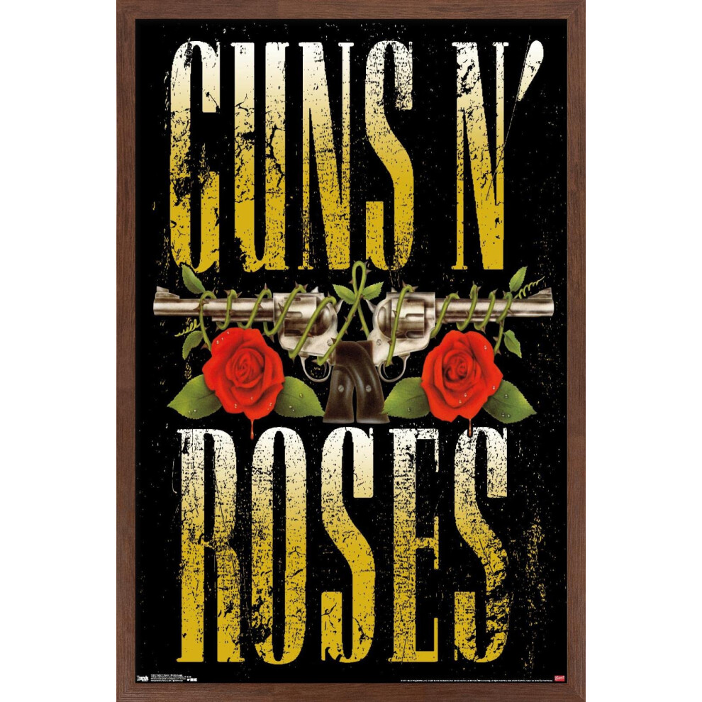 Trends International Guns N' Roses - Gestapelde Logo-Muurposter 14,72"""" X 22,37"""" Mahoniehouten Ingelijste Versie-image