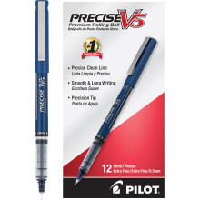 Pilot Precise V5 RT REFILLABLE & DRACTABLE ROLLING BALL PENNS extra finpunkt 0,5 mm Navy Blue Pack med 12