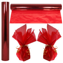 Anapoliz Cellophane Wrap Roll Red | 100 ft. Lang x 16 tommer bred | 2,3 mil tyk gennemsigtig rød | Gaverkurve behandler cellofanindpakningspapir