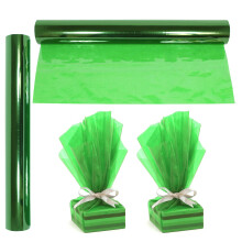 Rollo de celof   n verde | 30,5 m de largo x 40,6 cm de ancho | 0,8 mm de grosor, verde transparente | Papel de celof   n para regalos, manualidades,