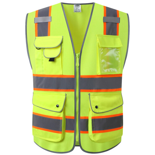 JKSafety 9 Θέσεις Ζωνάκι Υψηλής Ορατότητας Νεον Κίτρινο με Φθορίζον Πορτοκαλί Σακούλα