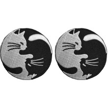 2 buca?i Cat Yin Yang brodate petice pentru coasere/calcat (Iron-CAT-YIN-YANG) (2)