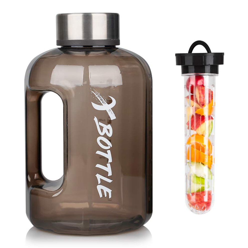 Halbgallonen-Wasserflasche Mit Sieb, Bpa-Frei, 2,4 L, Grosse Wasserflasche, Spulmaschinenfest, Flussigkeitszufuhr Mit Motivierender Zeitmarkierung-image