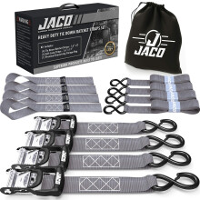 JACO Hochleistungs-Ratschengurte 1,6 Zoll x 8 Fu (4er-Pack) | Spannset mit weichen Schlaufen 5.208 lbs (Grau)