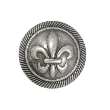Bezelry 12 Stycken Fleur De LYS Grå Silver Metal Shank Knappar 18mm (11/16 tum)