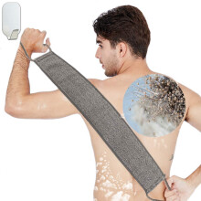 Esfoliante per schiena in loofah, naturale e morbido, extra lungo, doppio lato