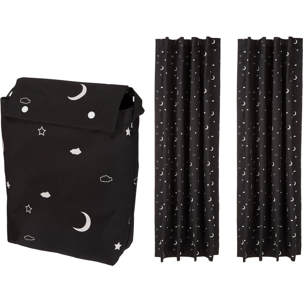 Amazon Basics Portable Blackout Curtain Shade with Suction Cups  50"""" x 78""""  2-Pack  Moon and Stars