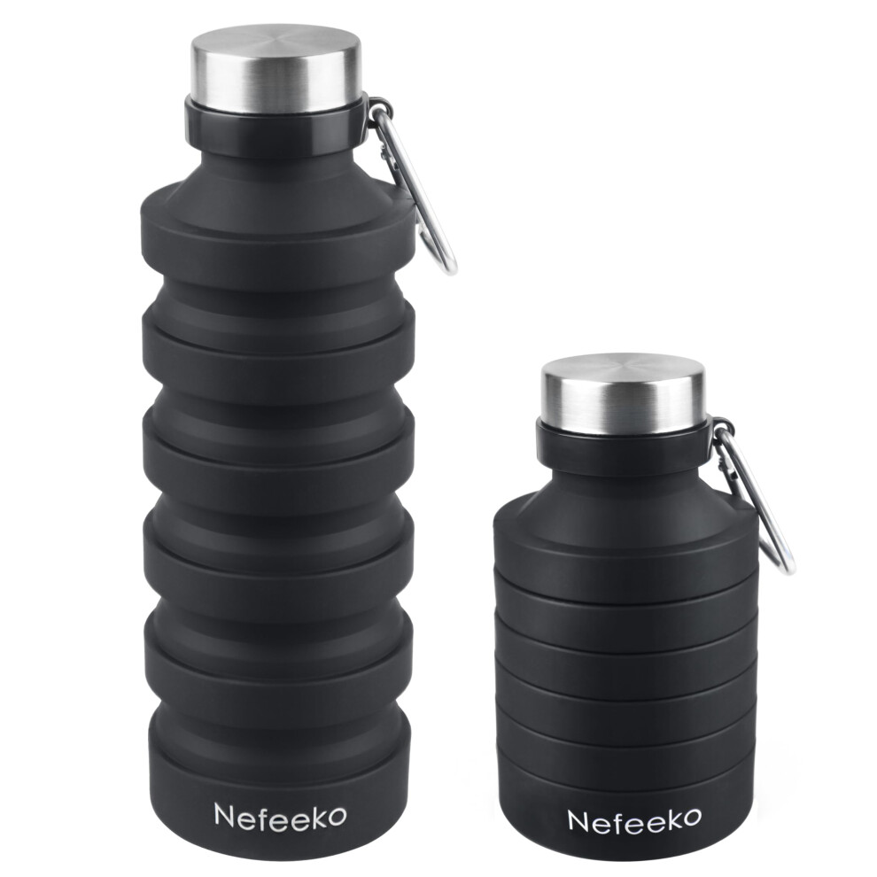 Nefeeko Collapsible Water Bottle  Reuseable BPA Free Silicone Foldable Portable Leak Proof Sports Water Bottle with Carabiner for Travel Gym Camping H-image-OPC-PFMSYWF-NEW