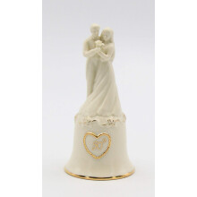 Fine Porcelain Wedding Couple 50th Anniversary Decorative Bell Figurine 5-5/8"""" H