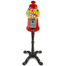 Gumball Bubble Machine - Snoepdispenser van 15 inch met standaard voor 0,62 inch - Robuust rood metaal met grote glazen kom - Eenvoudig af te draaien