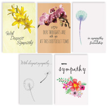 Bedre kontorprodukter Assorted Sympathy Cards 100-Pack 4 x 6 tommer 5 Cover Designs Blank indvendig med kuverter 100 Pack