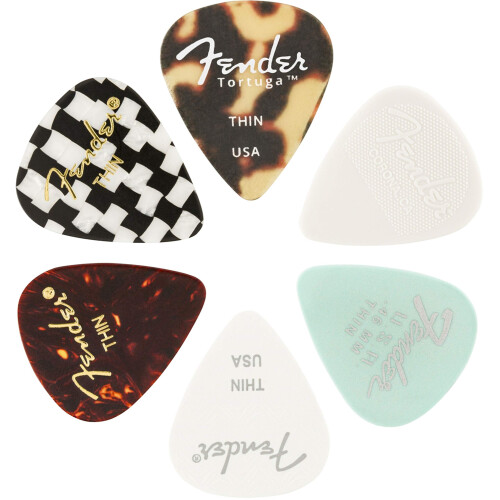 Fender Fender Material Medley Gitaar Picks 351 Vorm, Multi-Kleur, Dun, 6-Pack