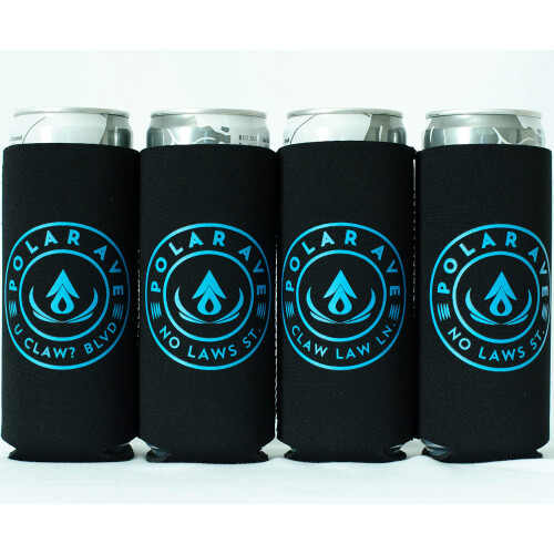 Polar Gear (4 Συσκευασία | Όλο μαύρο με ρήσεις) Νεοπρέν Slim Can Cooler Sleeve για White Claw - 12 oz