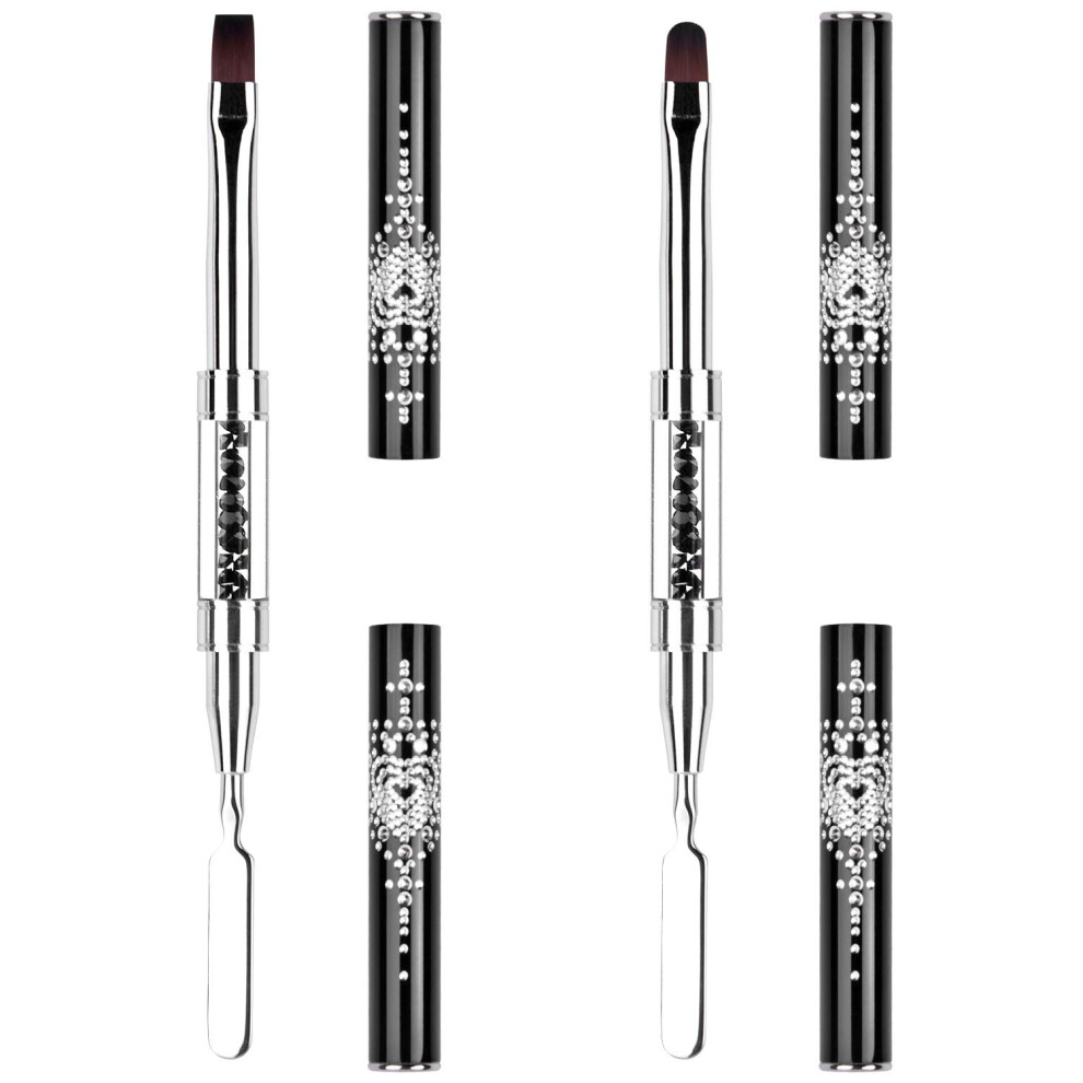 Ycyan 2Pcs Polygel Nail Brush & Picker  Dual-ended Oval & Flat Gel Nail Brushes Polygel Slice Tool for PolyGel UV Builder Gel Nails Extension-image-OPC-PFNQW7R-NEW