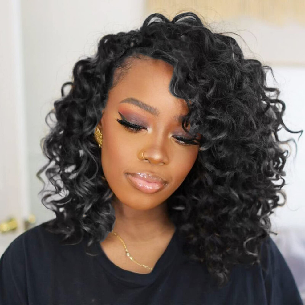 Toyotree Unisex Brown Ocean Wave Crochet Hair - 9 Inch 8 Packs Dark Short Curly Deep Wave Crochet Hair Synthetic Ocean Wave Braiding Hair Extensions (9 Inch