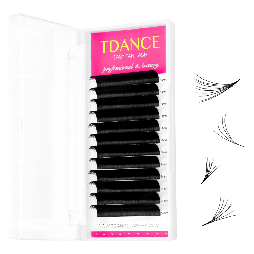 Tdance Eyelash Extension Supplies Rapid Blooming Volume Eyelash Extensions Thickness 0.05 Cc Curl 14Mm Easy Fan Volume Lashes Self Fanning Individual