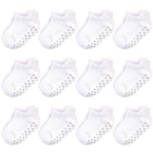 Touched by Nature Baby-Socken aus Bio-Baumwolle mit rutschfestem Greifer f  r Sturzfestigkeit, wei  , unsichtbar, 12   24 Monate