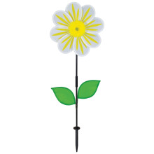 In the Breeze 2686 - Moulin vent tournesol et marguerite blanche de 13 pouces avec feuilles - Fleur colore pour cour et jardin