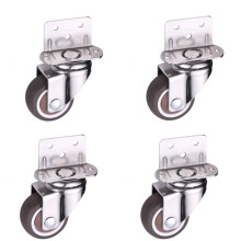 Skelang 4 Pcs 1 Inch Side Mounting Casters  TPE Swivel Plated Caster Wheels  L- Shaped Mute Wheel  Replacement for Baby Bed  Carts Trolley  Kitchen Ca