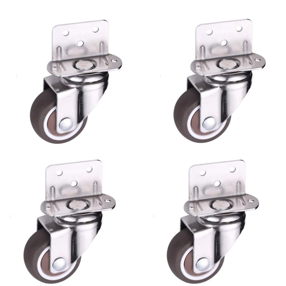 Skelang 4 Pcs 1 Inch Side Mounting Casters Tpe Swivel Plated Caster Wheels L- Shaped Mute Wheel Replacement For Baby Bed Carts Trolley Kitchen Ca 631384974870