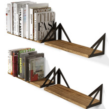 Wallniture Minori Floating Shelves Set of 4, Small Bookshelf for Bedroom, Office, Bathroom, Living Room