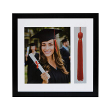 Americanflat 13x13 Graduation Frame in Black with 2 Opening Mats - Use as 8x10 Picture Frame and Tassel Holder - Square Frame with Tempered Shatter-Re