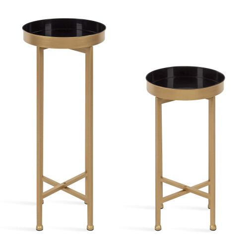 Tables d'appoint Kate and Laurel Celia, Set de 2, Or et Noir, Table d'Ende Moderne Glam 2