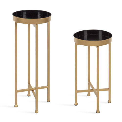 Tables d'appoint Kate and Laurel Celia, Set de 2, Or et Noir, Table d'Ende Moderne Glam