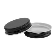 North Mountain Supply 38 mm czarne metalowe zakrętki z wkładką z plastizolu - opakowanie 15 szczelnych pokrywek