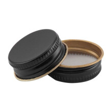 North Mountain Supply 28 mm czarne metalowe zakrętki z wkładką z plastizolu - opakowanie 15 szczelnych pokrywek