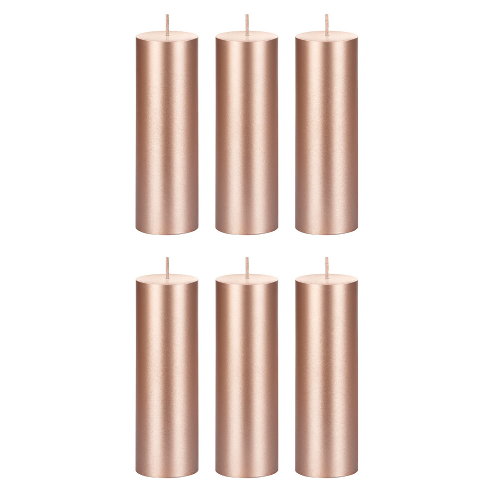 Mega Candles 6 pcs Unscented Rose Gold Round Pillar Candle  Hand Poured Premium Wax Candles 2 Inch x 6 Inch  Home D?cor  Wedding Receptions  Baby Show-image-OPC-PGBRXFT-NEW
