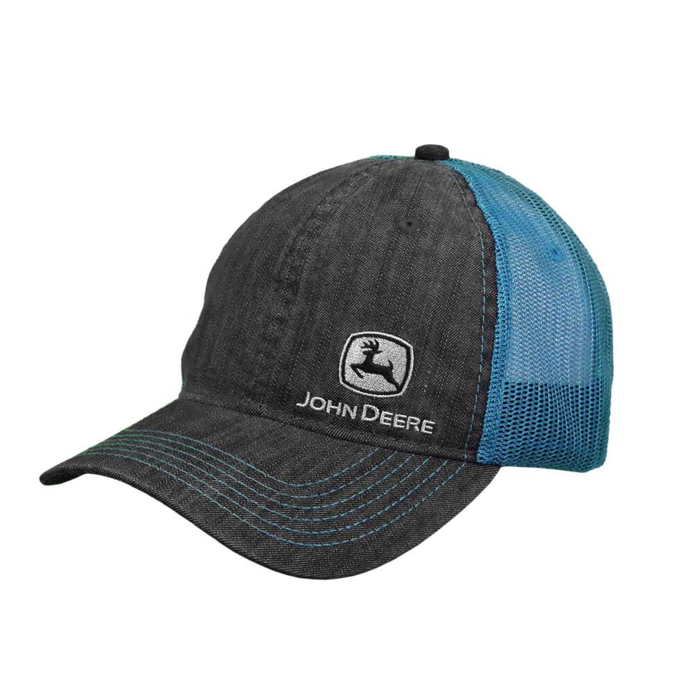 John Deere Tractors Women's Denim and Pink Embroidered Logo Baseball Cap