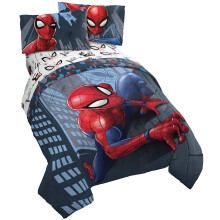 Jay Franco Marvel Spiderman Crawl 5 Piece Full Bed Set - Includes Reversible Comforter & Sheet Set Bedding - Super Soft Fade Resistant Microfiber