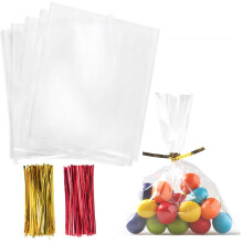Cello Cellofaan Traktatiezakjes 5x7 inch Doorzichtige cellofaanzakjes 200 stuks OPP Plastic Traktatiezakjes met 200 Twist Ties voor Cadeauverpakking