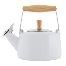 Chantal SVEN Enamel on Steel Whistling Teakettle with Natural Wood handle 1.4 quarts (White)