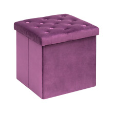 B FSOBEIIALEO Cubo otomano de armazenamento de veludo tufado dobrvel otomanos com tampa descanso para ps assento acolchoado para quarto (roxo mdio)