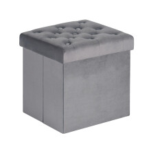 B FSOBEIIALEO Cubo otomano de armazenamento de veludo tufado dobrvel otomanos com tampa descanso para ps assento acolchoado para quarto (cinza mdio)