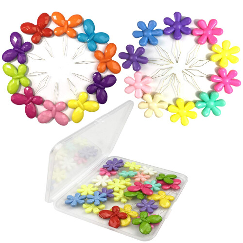 30 Τεμάχια Ράβδοι Με Βελόνα με Διαφανή Θήκη, 20pcs Λουλούδια & 10pcs Πεταλούδες