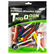 THIODOON Golf-Tees, 2 3/4 Zoll, weniger Reibung, Holz-Tees, Training für Golfspieler, professionelle Golf-Tees aus Naturholz, 100 Stück